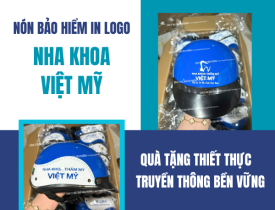 NÓN BẢO HIỂM IN LOGO NHA KHOA VIỆT MỸ: QUÀ TẶNG THIẾT THỰC, TRUYỀN THÔNG BỀN VỮNG