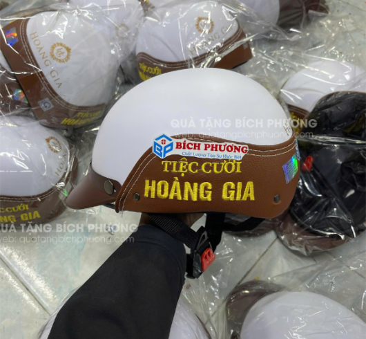 NÓN BẢO HIỂM PHỐI DA CHỮ THÊU