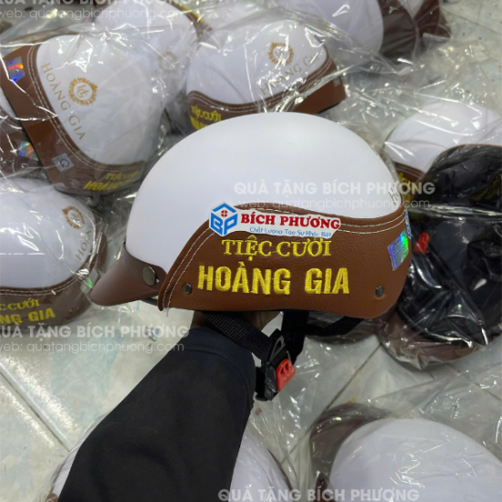 NÓN BẢO HIỂM PHỐI DA CHỮ THÊU