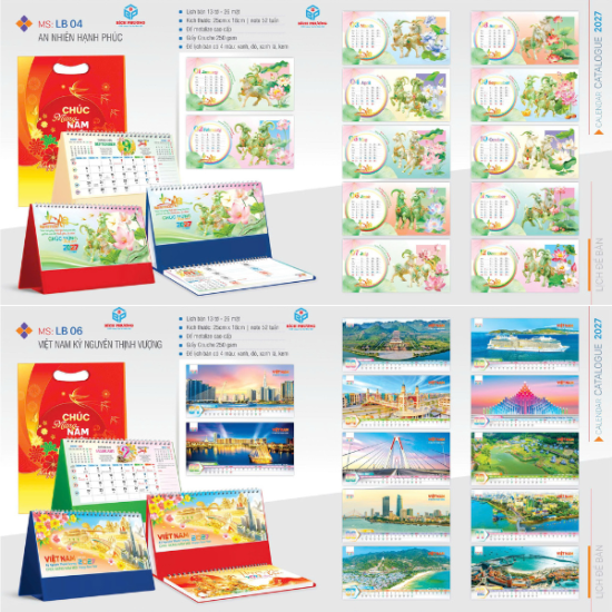 MẪU LỊCH ĐỂ BÀN 2027 MỚI NHẤT - QUÀ TẶNG BÍCH PHƯƠNG